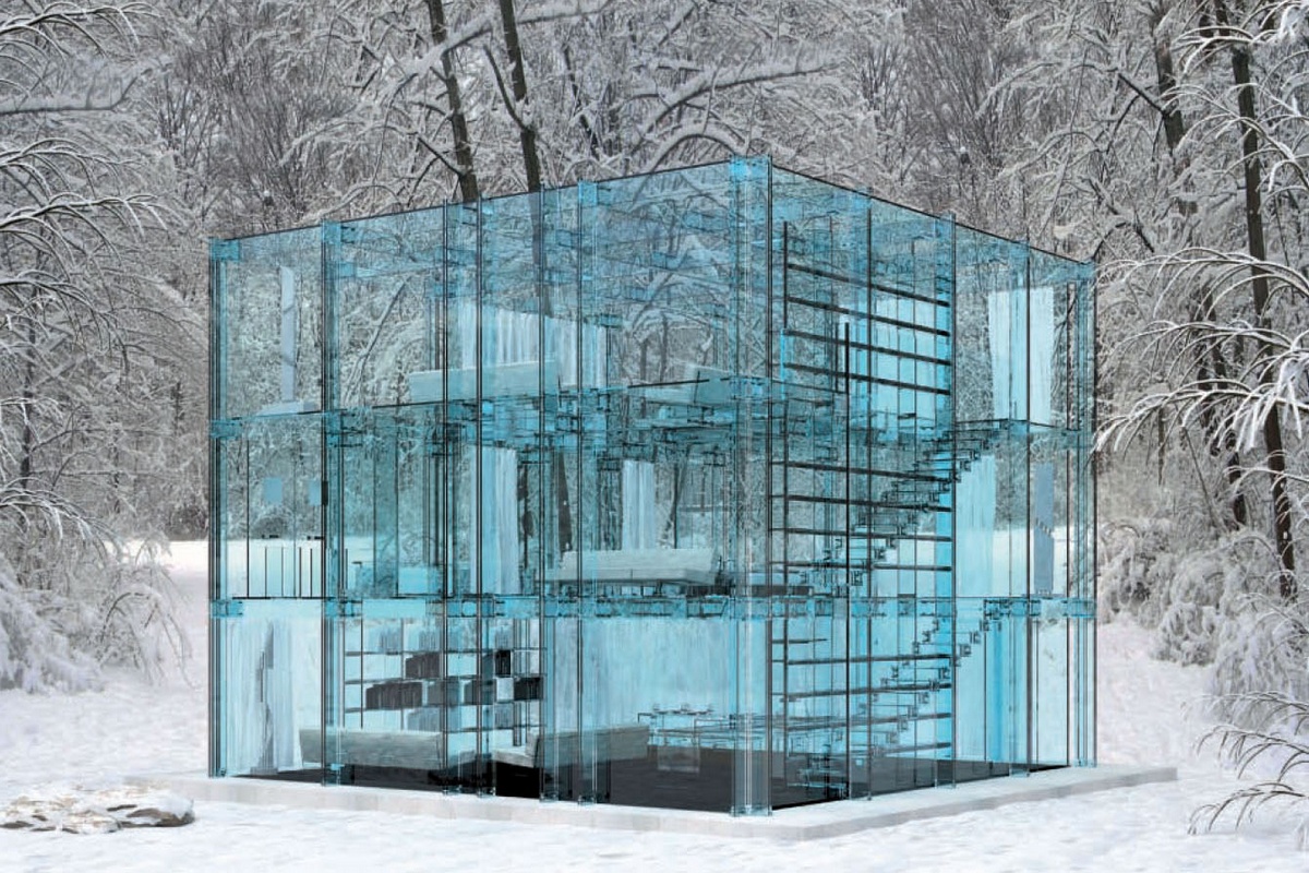 Стеклянное здание прозрачное